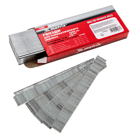 Гвозди для пневматического нейлера, длина 15 мм, ширина 1.25 мм, толщина 1 мм, 5000 шт Matrix цена