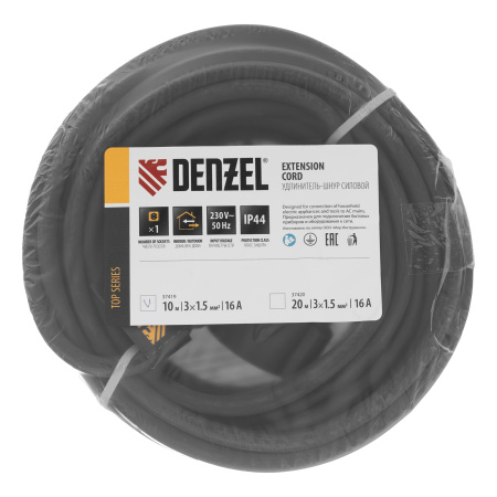 Удлинитель-шнур силовой Top Series, КГТТ, 10 м, 1 розетка, 3 x 1,5 мм Denzel цена
