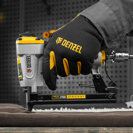 Степлер пневматический PS8016 для прямоугольных скоб 21GA от 6 до 16 мм Denzel цена