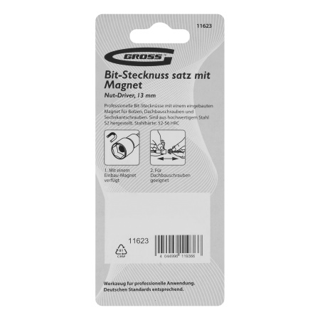 Бита с торцевой головкой, магнит. Nut-Driver, 13 мм, S2 Gross