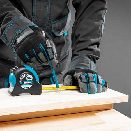 Рулетка "Schlagfest",10 м x 25 мм,магнитный обрезиненный зацеп,двусторонняя шкала,автоматическая фиксация Gross цена