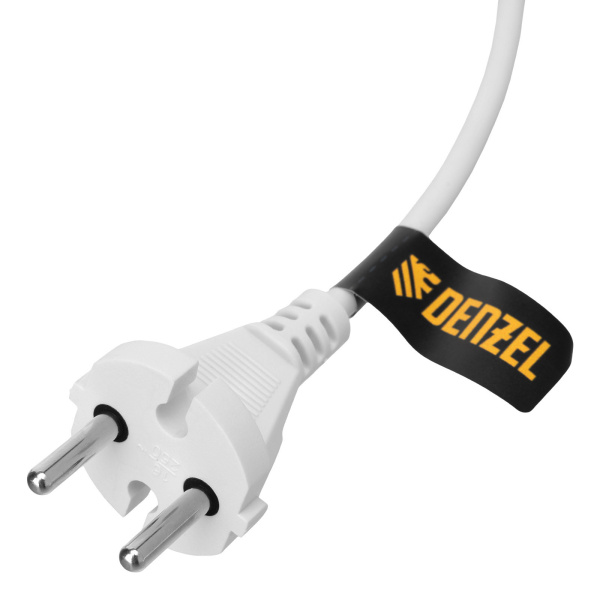 Шнур сетевой Energy Series, ПВС, 3 м, 2 x 1 мм, с неразборной вилкой, белый, Denzel цена