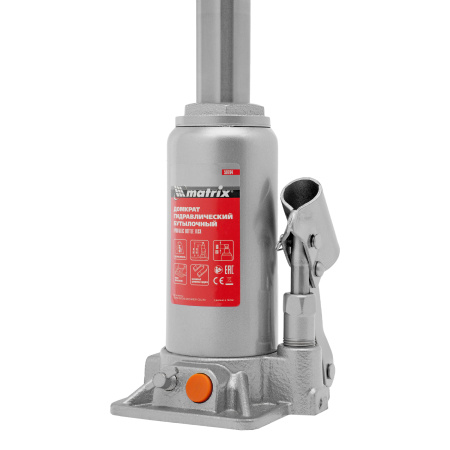 Домкрат гидравлический бутылочный, 5 т, h подъема 197-382 мм Matrix цена