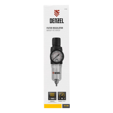 Фильтр-регулятор FR1500, 10 бар, 1500 л/мин, 1/4" Denzel цена