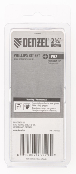 Набор бит, PH2x2х70 мм, 5 шт. Denzel