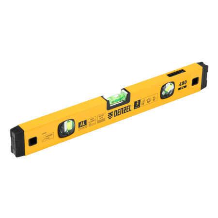 Уровень алюминиевый, магнит., фрезерованный, 3 глазка (1 зеркал.) 0,5 мм/м, 400 мм Denzel цена