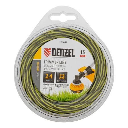 Леска для триммера двухкомпонентная витая квадратная, 2,4мм х 15м, блистер SkyCutter Denzel цена
