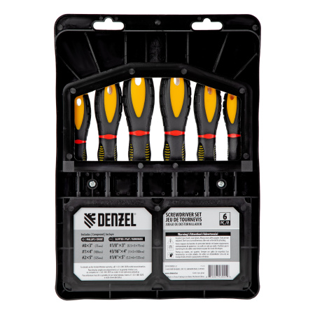 Набор отверток, 6 шт., CrV, 3-х компонентная рукоятка// Denzel