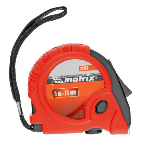 Рулетка Rubber,5 м х 19 мм,обрезиненный корпус Matrix цена
