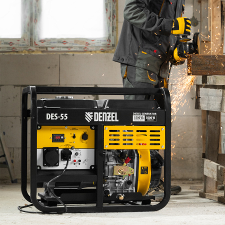 Генератор дизельный DES-55, 5,5 кВт, 230 В, 11 л, ручной стартер Denzel
