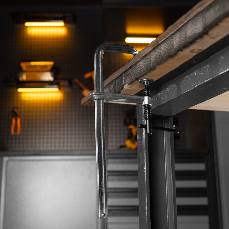 Струбцина F-образная, 100x300мм, кованая Denzel цена