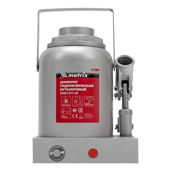 Домкрат гидравлический бутылочный, 30 т, h подъема 244-370 мм Matrix цена