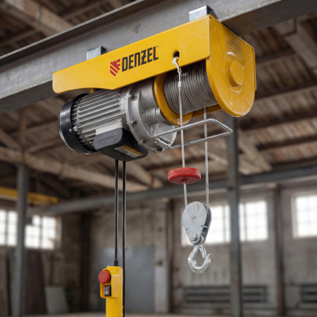 Тельфер электрический TF-1200,1.2 т, 1800 Вт, высота 12 м, 8 м/мин Denzel цена