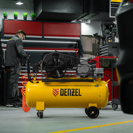 Компрессор воздушный BCW3000-T/100, ременный привод, 3.0 кВт, 100 литров, 520 л/мин Denzel