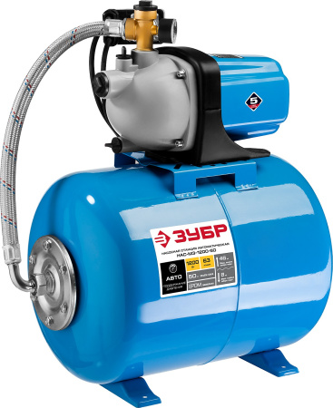 Станция насосная ЗУБР ″Мастер″ М3 автоматическая, 1200Вт, пропускная способность 63л/мин, напор 46м, бак 50л НАС-М3-1200-50