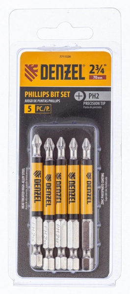 Набор бит, PH2x2х70 мм, 5 шт. Denzel
