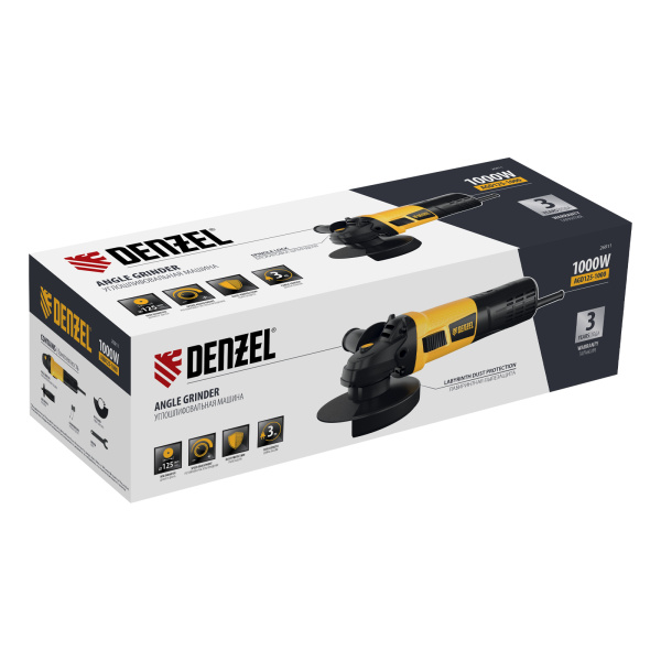 Углошлифовальная машина AGD125-1000, 1000 Вт, 125 мм, 3000-10000 об/мин Denzel