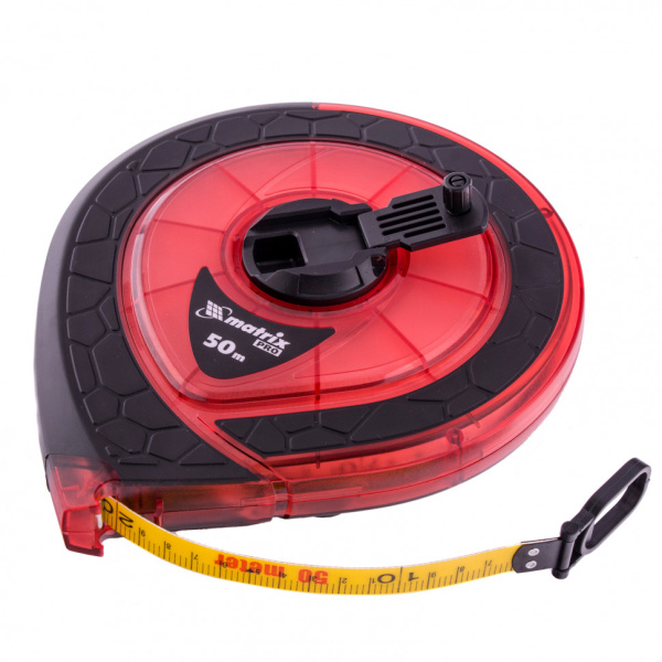 Рулетка геодезическая 50 м х 15 мм, закрытый корпус, фибергласовая лента, двусторонняя шкала, Pro Matrix цена