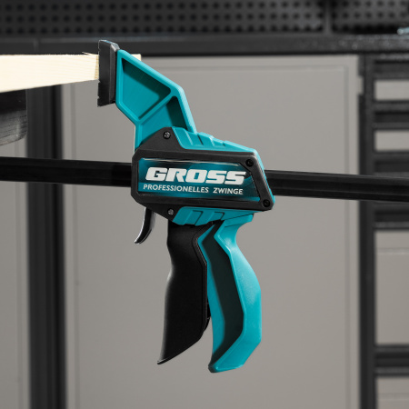 Струбцина реечная, быстрозажимная, пистолетного типа, пошаговый механизм, пластиковый корпус, 450мм Gross цена