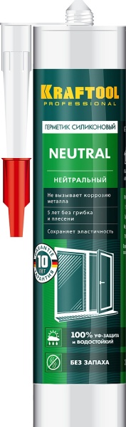 Нейтральный силиконовый герметик KRAFTOOL Neutral 300 мл белый 41257-0