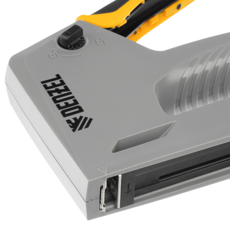 Степлер мебельный, пластиковый корпус, тип 53, 6-14 мм, тип 300, 15 мм, тип 500, 15 мм Denzel цена