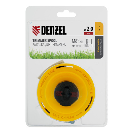 Катушка триммерная полуавтоматическая, легкая заправка лески, гайка M8x1.25, винт M8-M8 Denzel цена