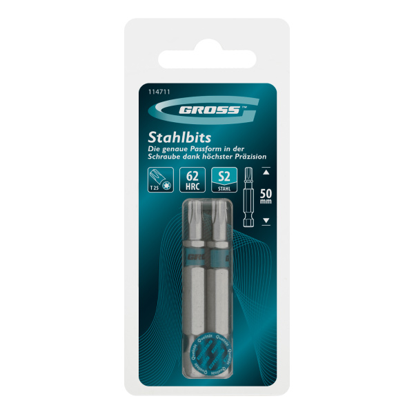 Бита Torx 25х50мм, сталь S2, шестигр., 2 шт. Gross