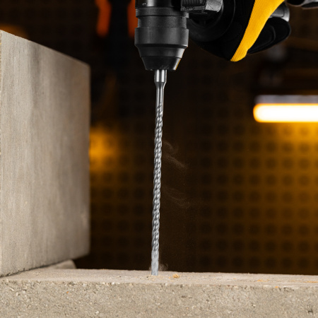 Бур по бетону, цельная крестовая пластина, 6x265 мм, SDS PLUS Denzel