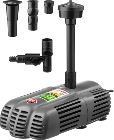 Насос фонтанный, ЗУБР ЗНФГ-33-2.5, для грязной воды, напор 2,5 м, насадки: колокольчик, гейзер, каскад, 50 Вт, 33 л /мин ЗНФГ-33-2.5