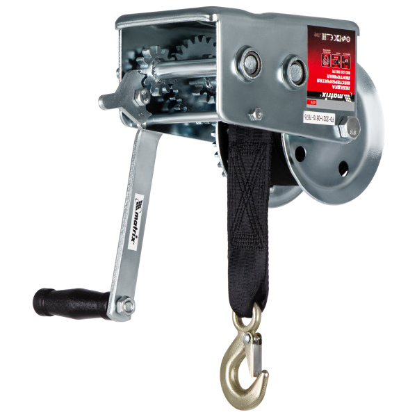 Лебедка шестеренчатая, тяга 0.8 т, ленточная Matrix цена