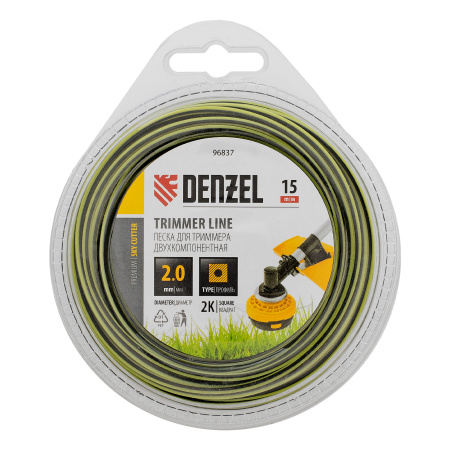 Леска для триммера двухкомпонентная квадратная, 2,0мм х 15м, блистер SkyCutter Denzel цена