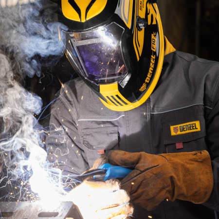 Щиток защитный лицевой (маска сварщика) F10, см. окно 100х96, Real Color, DIN 4-8/9-13 Denzel цена