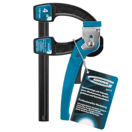 Струбцина реечная быстрозажимная 4, металлический корпус, рычажный храповой механизм, 100 мм Gross цена