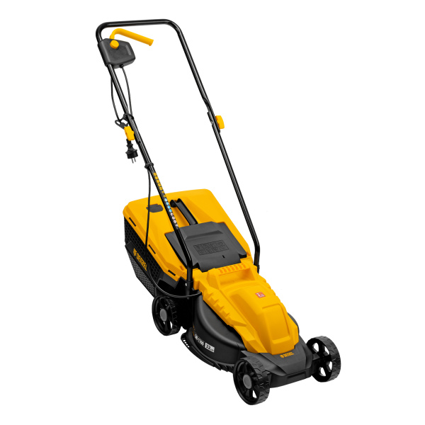 Газонокосилка электрическая GM-1100, 1100 Вт, шир. 32 см, 3 уров., травосб. 30 л Denzel цена