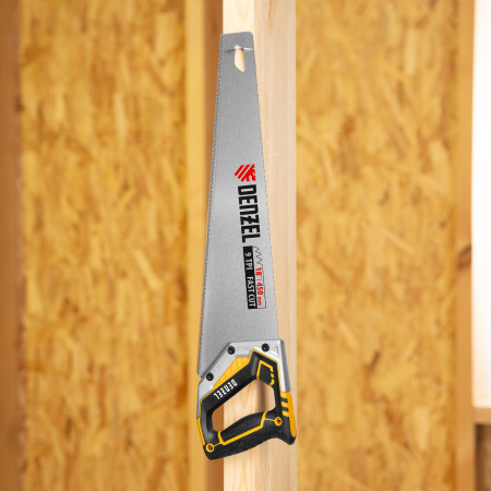 Ножовка по дереву, 450 мм, 9 TPI, зуб 3D, металлопластиковая рукоятка Denzel цена