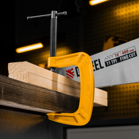 Струбцина G-образная, усиленная, 75 мм Denzel цена