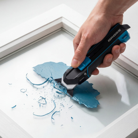 Нож-скребок выдвижной, 19мм, сменное лезвие, SK2, 5 запас. лезвий, алюмин. корпус GROSS