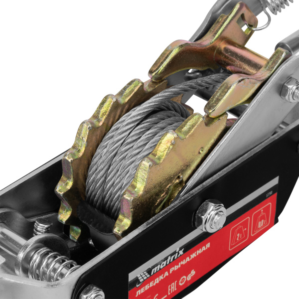 Лебедка рычажная, тяга 2 т, подъем 0.8 т, двойное храповое колесо Matrix цена