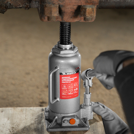 Домкрат гидравлический бутылочный, 12 т, h подъема 230-465 мм Matrix цена