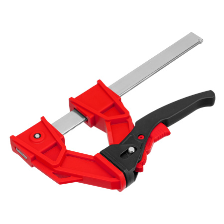 Струбцина реечная быстрозажимная, усиленная, пластиковый корпус рычажно-храповой механизм, 150 х 100 х 306 мм, штанга 5 х 22 мм Matrix цена