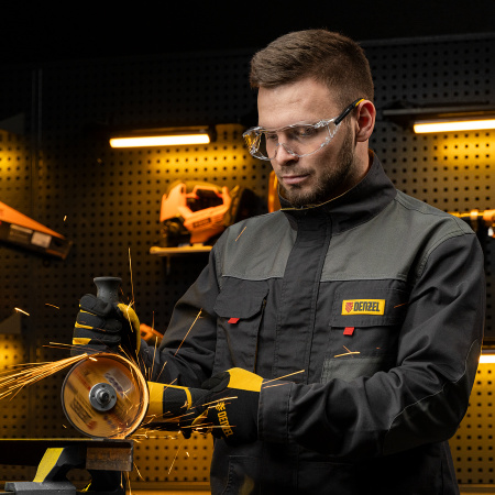 Очки защитные открытые, поликарбонатные, увеличенная прозрачная линза,  регулируемые дужки Denzel цена