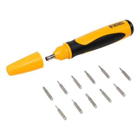 Отвертка реверсивная, механизм SmartPush mini 11 шт, CrMo Denzel