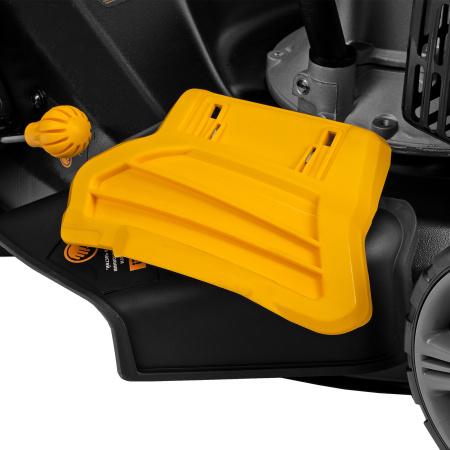 Газонокосилка бензиновая GLD-460SP, 146 куб.см, ширина 46 см, привод 7 уровней, травосборник 50 л Denzel цена