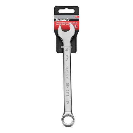 Ключ комбинированный, 19 мм, CrV, полированный хром Matrix