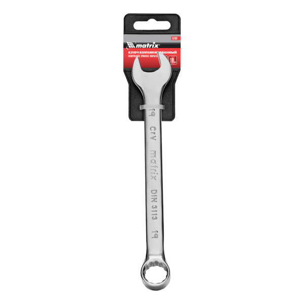 Ключ комбинированный, 19 мм, CrV, полированный хром Matrix