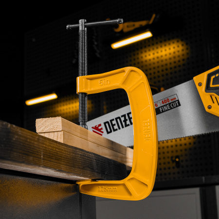 Струбцина G-образная, усиленная, 125 мм Denzel цена