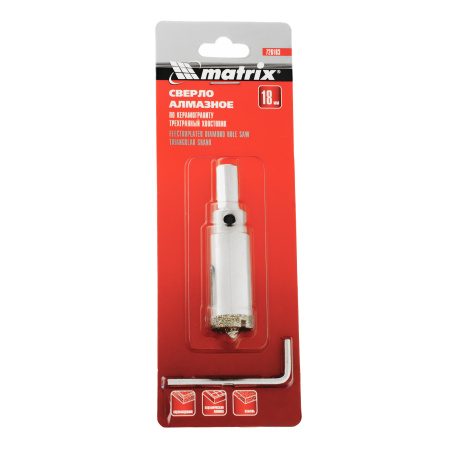 Сверло алмазное по керамограниту, 18 х 67 мм, трехгранный хвостовик Matrix