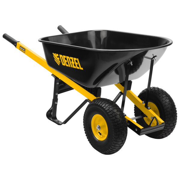 Тачка строительная, усиленная, объем 140 л, 250 кг, двухколесная, колесо 15х6.00-6 Denzel цена