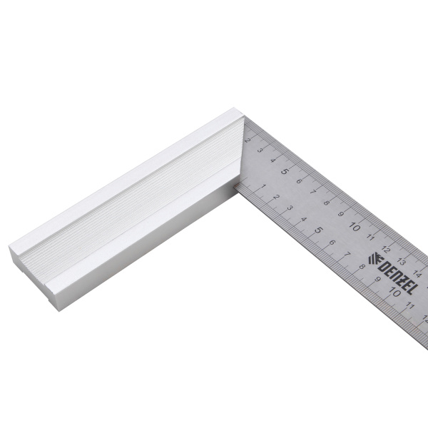 Угольник стальной 300 мм, нержавеющая сталь, градуировка, алюминиевое основание Denzel цена