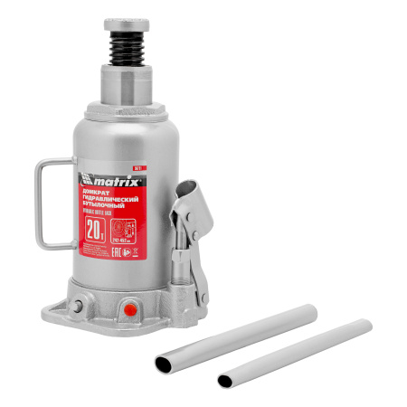 Домкрат гидравлический бутылочный, 20 т, высота подъема 242-452 мм Matrix цена